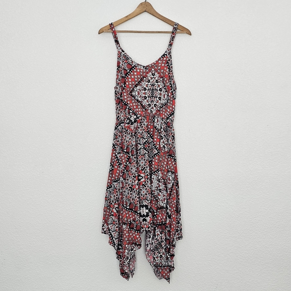 Ed-it-ed Brand Red, Black, and White Handkerchief Hem dress Size 12